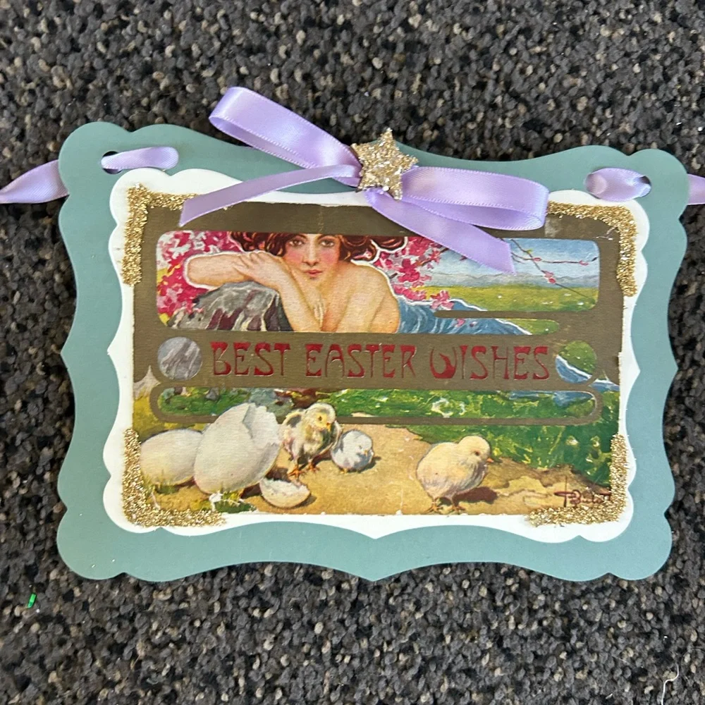 Easter postcard 1900’s vintage repurposed Holiday garland